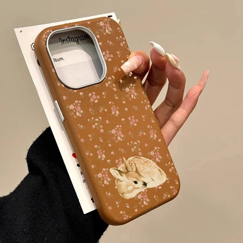 

Cute Deer and Full Floral Pattern Shockproof Phone Case for Xiaomi Redmi 13 12 12C 13C 14C Redmi Note 14 13 12 11 Pro Plus Cover