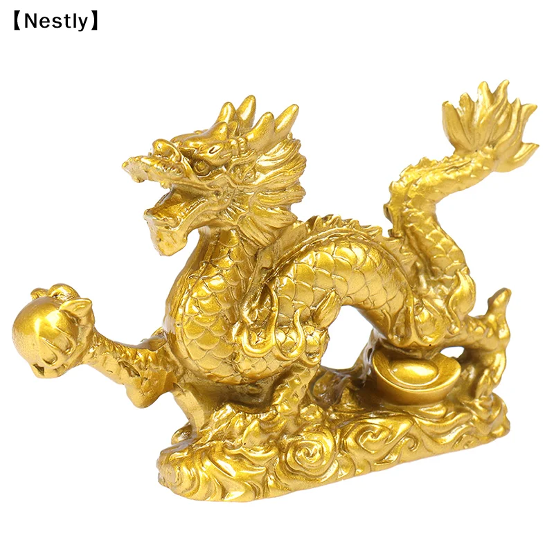 Chinese Zodiac Twelve Statue Gold Dragon Statue Animal Ornament Home Furnishings〔Nest〕