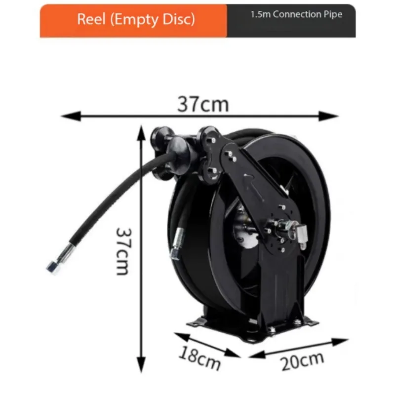 Empty Hose Reel with 1.5m High Pressure Oil Hose, Manual Retractable Spool