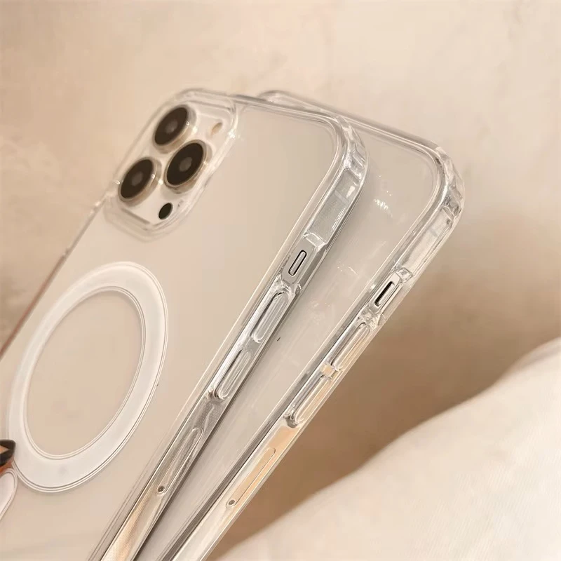 Funda transparente original con animación de carga inalámbrica magnética Magsafe para iPhone 16, 15, 14, 13, 12, 11 Plus, Mini, Pro Max, XS, XR 5