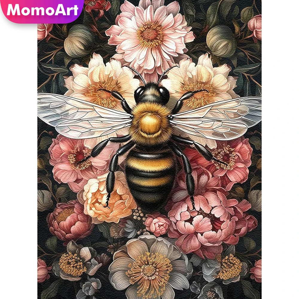 Momoart Neuerscheinung Diamant-Mosaik Biene Tier DIY Bild Strass Diamantmalerei Blumen-Stickerei Wanddekoration