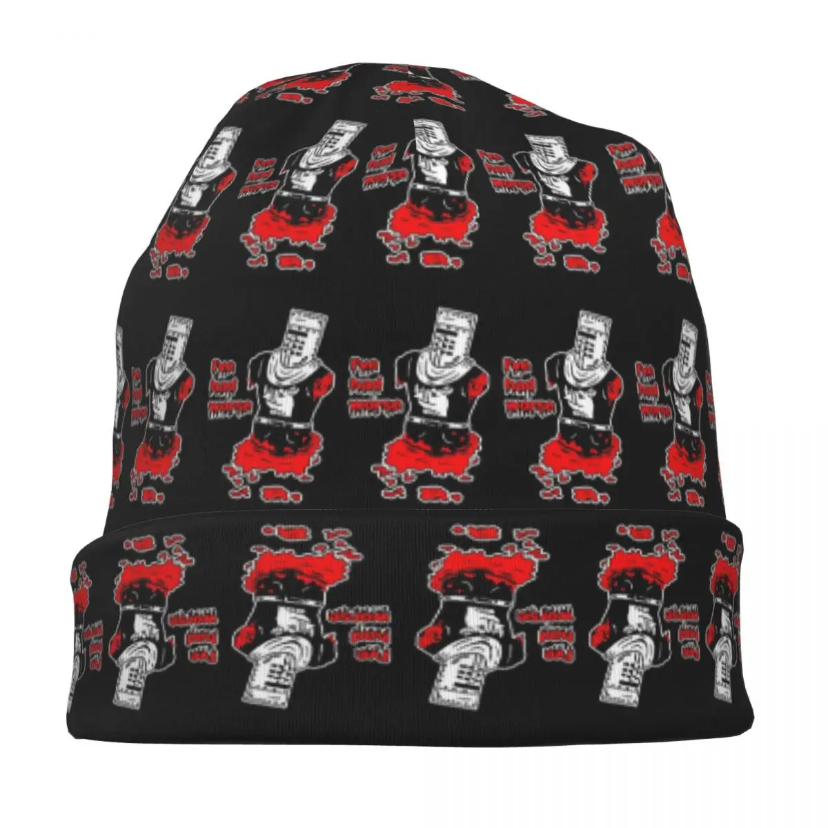 مونتي بيثون الفارس الأسود الدافئة محبوك قبعة الأزياء بونيه قبعة الخريف الشتاء في الهواء الطلق بيني القبعات للرجال النساء الكبار