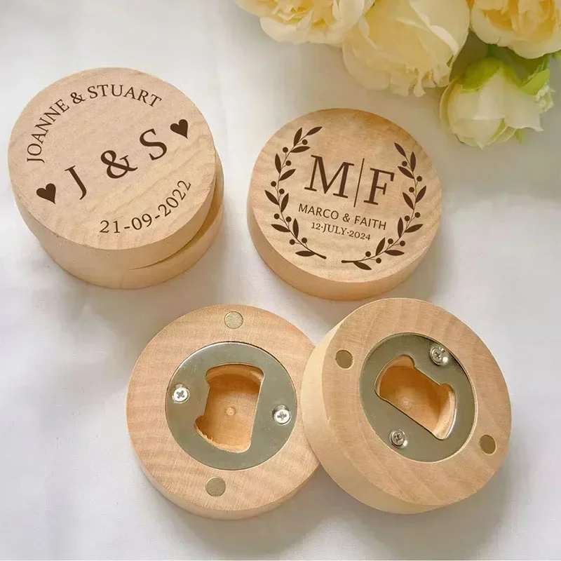 1PCS Free Customizable Bottle Openers Wood Refrigerator Magnet Phrase Opener Communion Details Guest Wedding Memories Gift