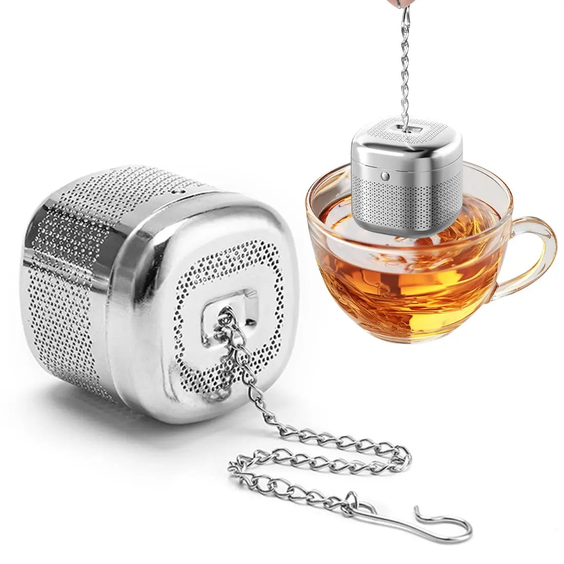 2Pcs Square 304 Stainless Steel Tea Infuser Modern Simple Loose Leaf Tea Filter for Office Home Tea Making Reusable Tea Strainer