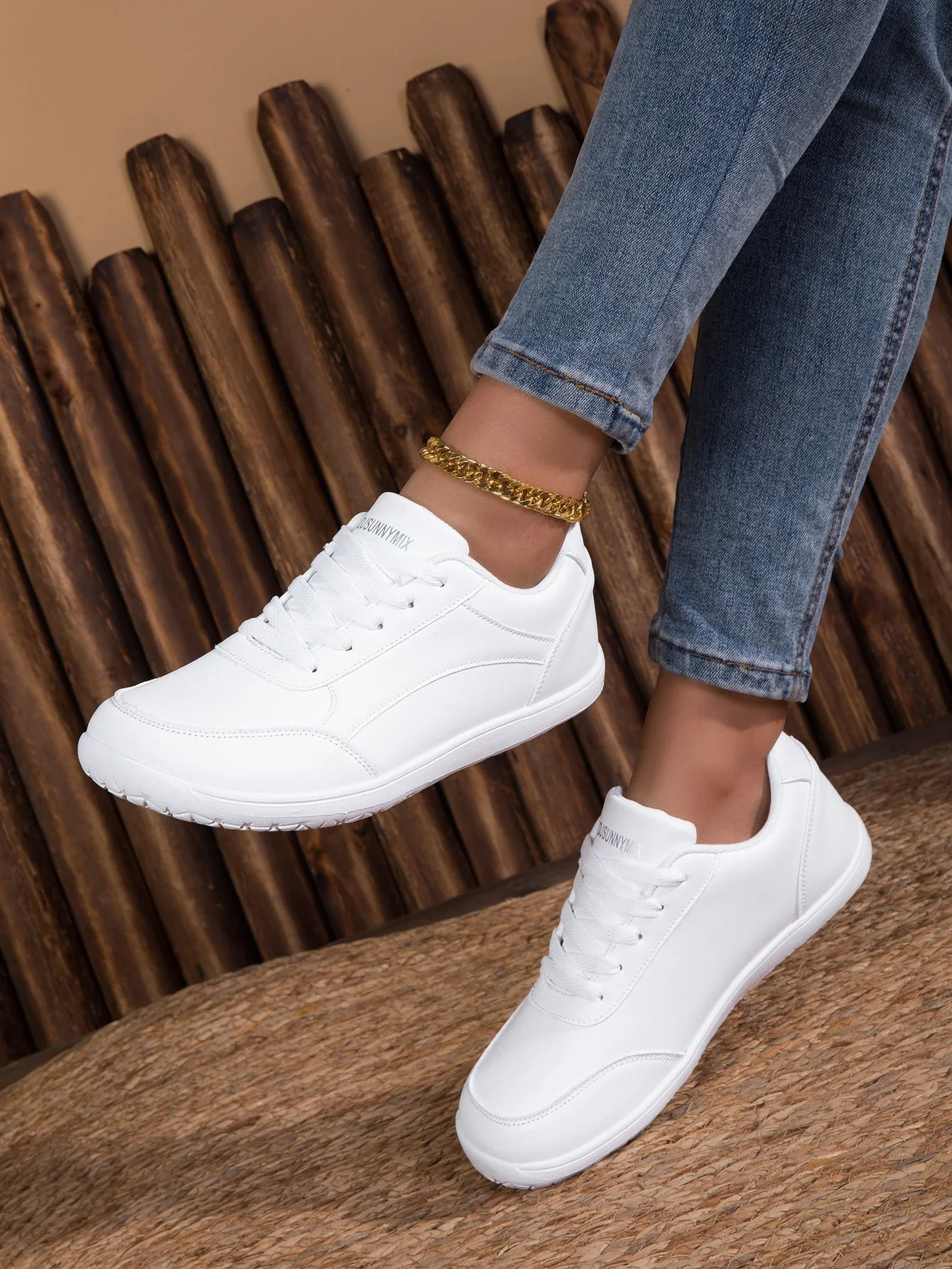 Women's Shoes Wide toe box shoes Lightweight Casual Walking Shoes White Lace-up Sneakers Plus Size Platform Vulcanized Shoe