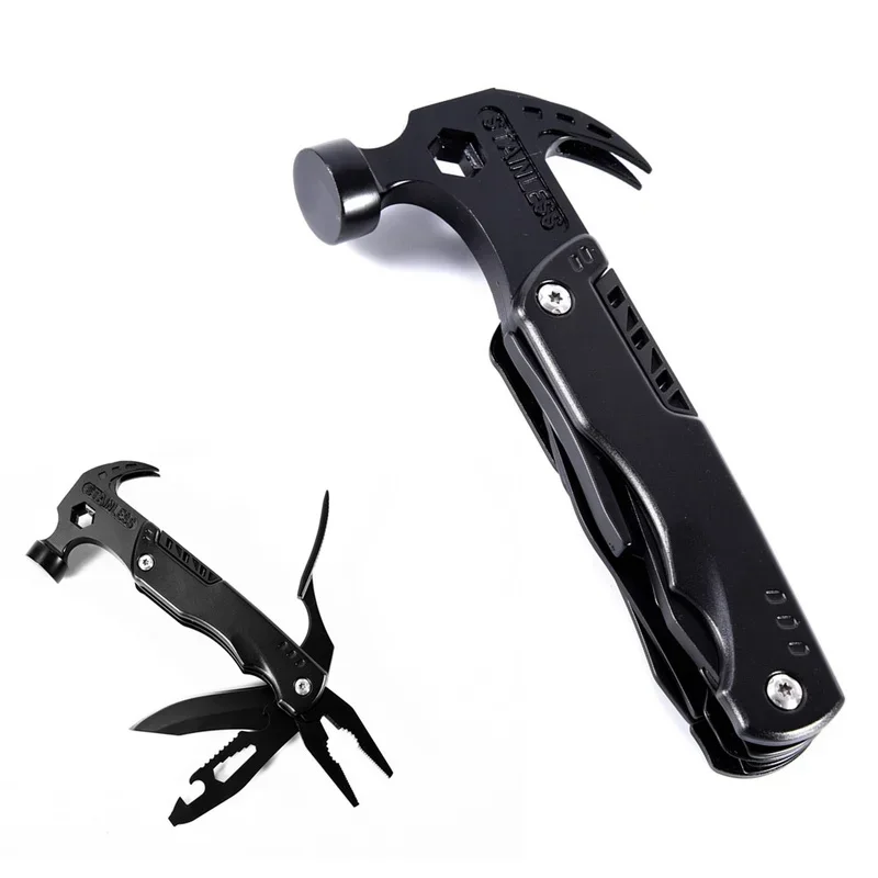 All Black Multi-function Claw Hammer Multi-function Pliers Multi-purpose Folding Tool Pliers Suitable for Camping DIY Best Gift