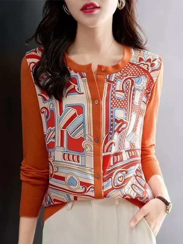 

Autmn New Fall Knitted Pink Cardigans Women Patchwork Knitted Cardigan Formal OL Fall Clothes Top