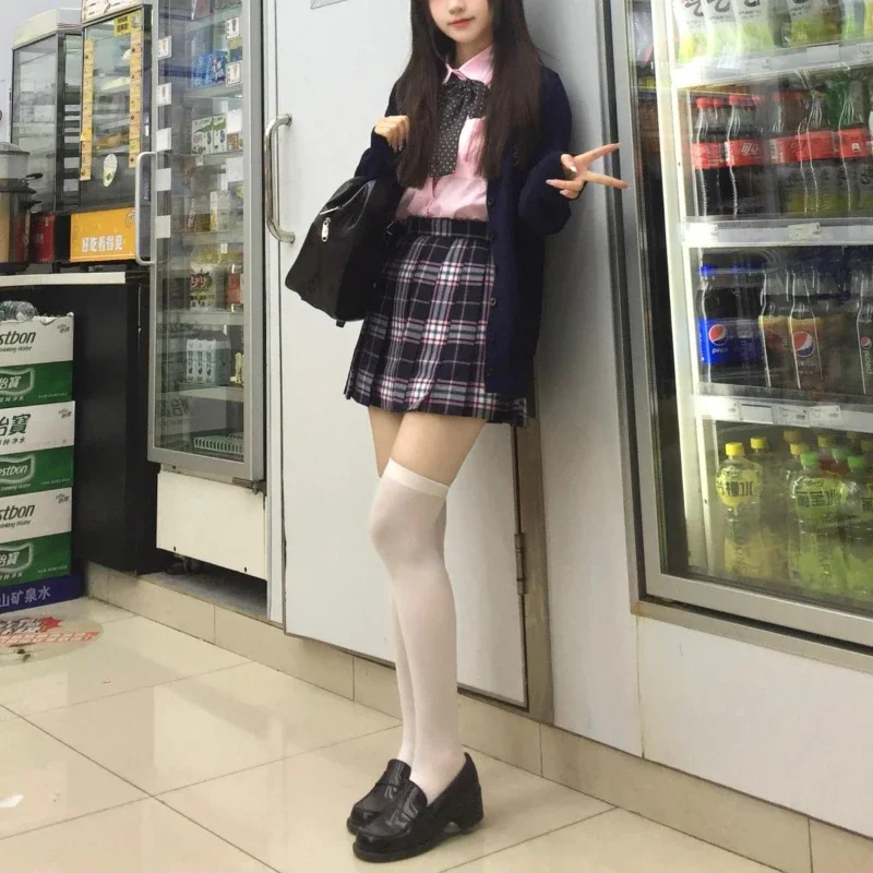 2024 Japanese Jk Uniform Casual Style Purple Color Matching A Line Waist Slim Fashion Versatile Plaid Pleated Skirt For Girls