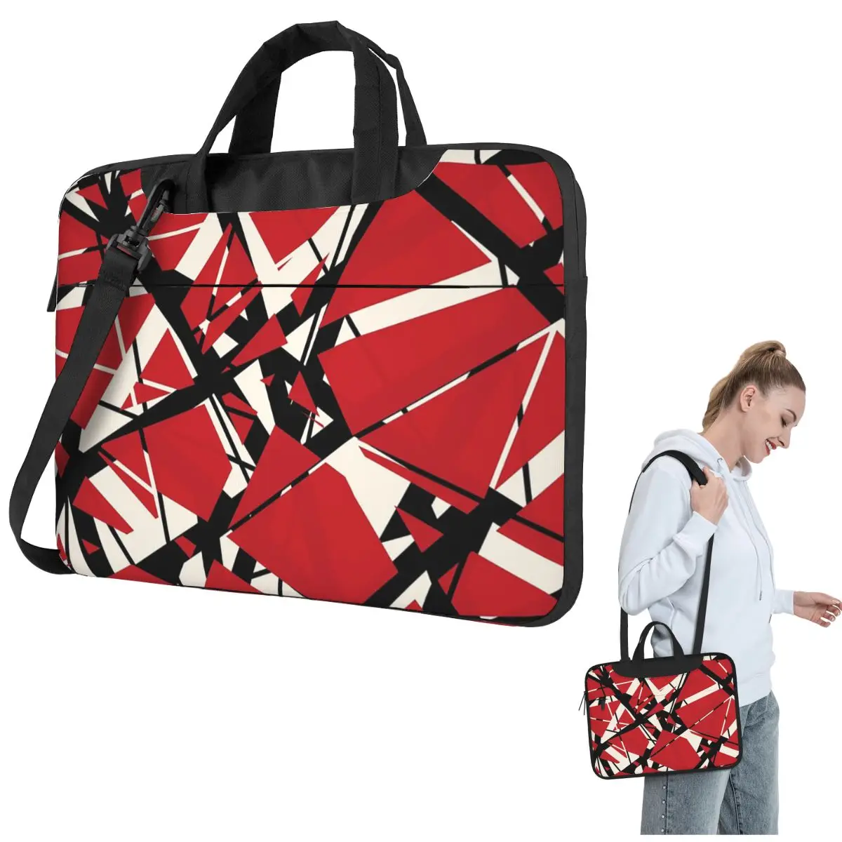 EVH Authentic Stripes Van Halen (red) Crossbody Laptop Bag Case Computer Bag 13 14 15.6 Inch Notebook Pouch for Lenovo