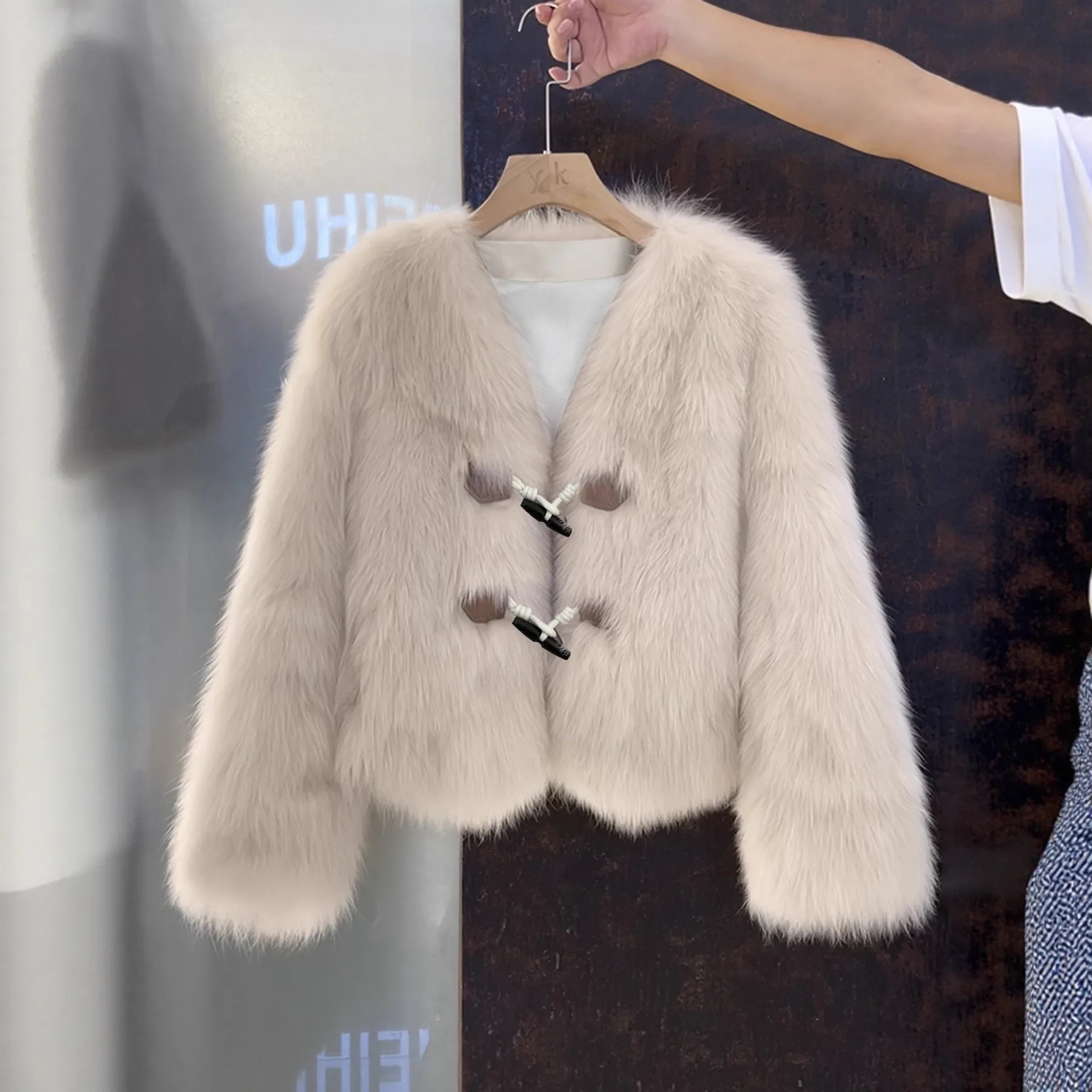 V Neck No Hood Coat Regular Length Sexy with British Style Elegant Commuter Winter Long Sleeve Regular Sleeve Women Jacket