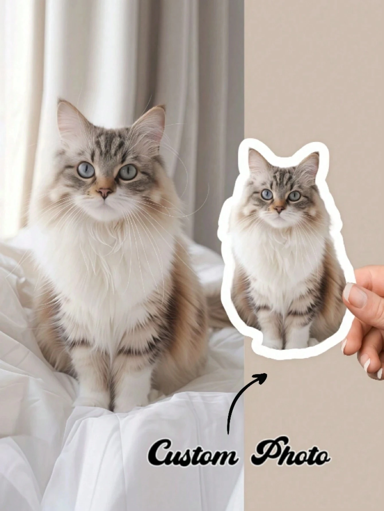 

5-12.7CM Personalized Pet Photo Stickers, Cute Pet Decoration Stickers, Pet Face Stickers, Custom Portrait Stickers