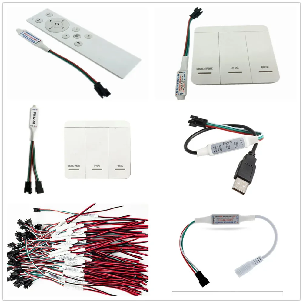 픽셀 LED 스트립 조명용 미니 WS2812B WS2811 컨트롤러 USB 3 4 키 WS2812 LED 조명 스트립 SP621E 음악 블루투스 앱 DC5V-24V