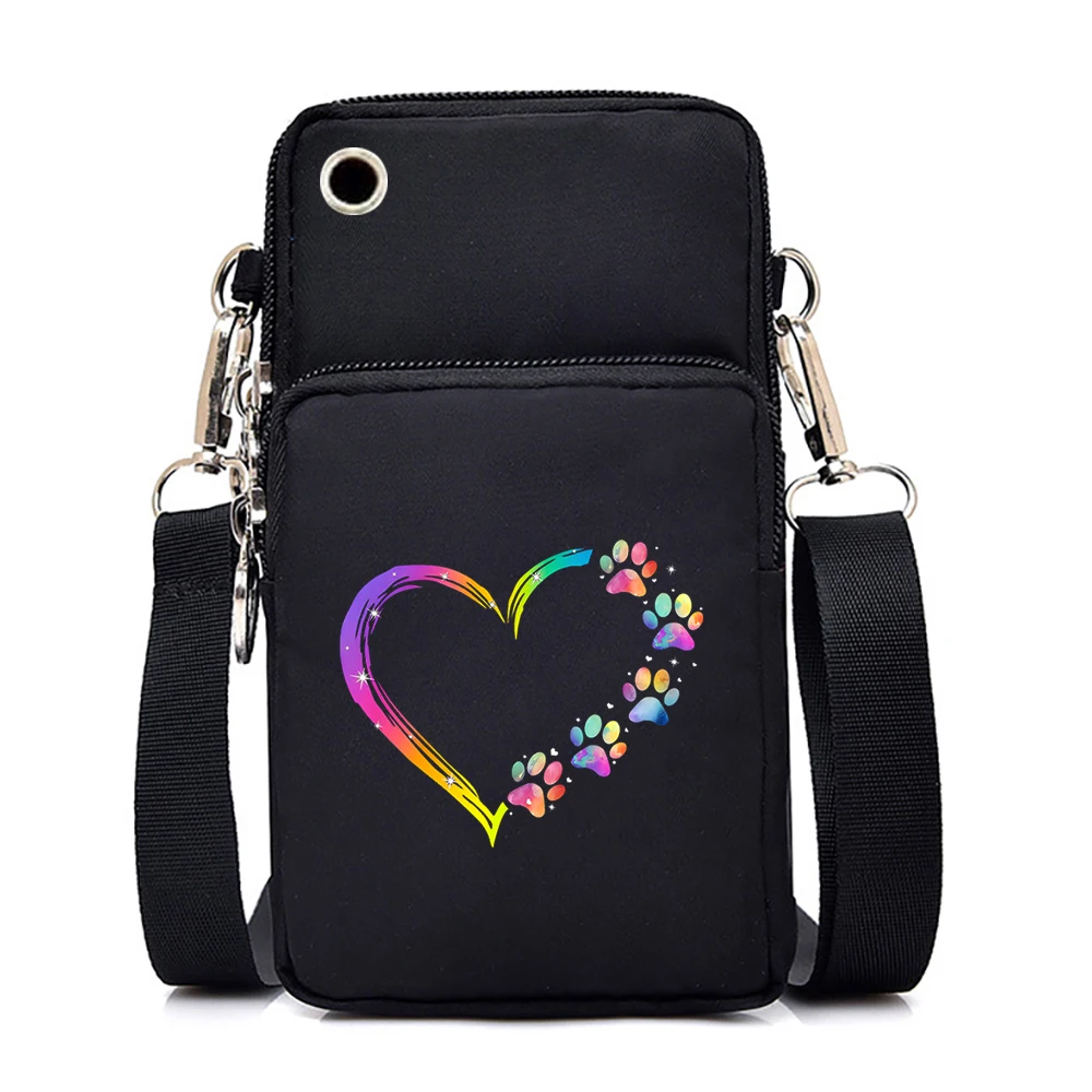 Crossbody Bags for Women Colour Cat Dog Paw Print Fashion Street Style Mobile Phone Bags Animal Lover Gifts Woman Purse Handbags