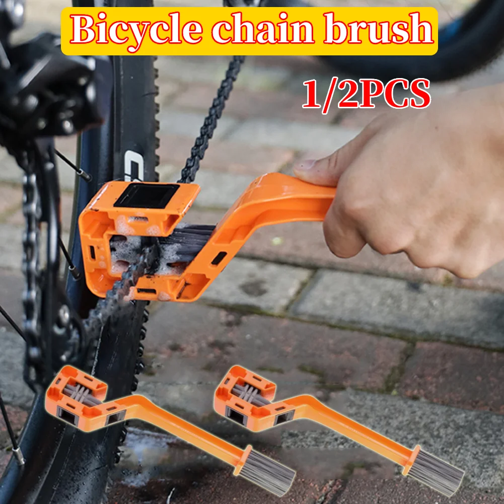 Bicycle Chain Clean Brush Double Head Bike Chain Washer Cleaner Multifunction Portable Chain Cleaning Brush for Motorcycle Bike