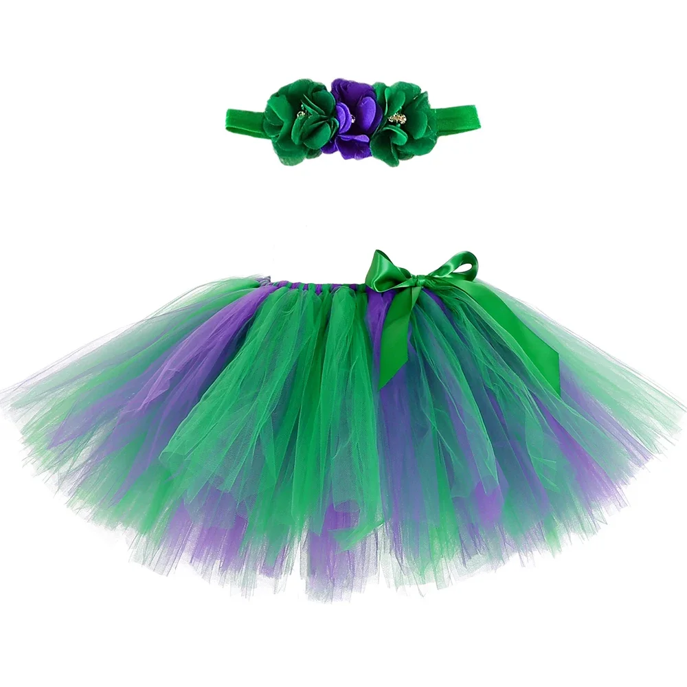 

Girls Little Mermaid Tutu Skirt Green Purple Kids Fluffy Tulle Skirt Children Toddler Baby Girl 1st Birthday Tutu Costume Outfit