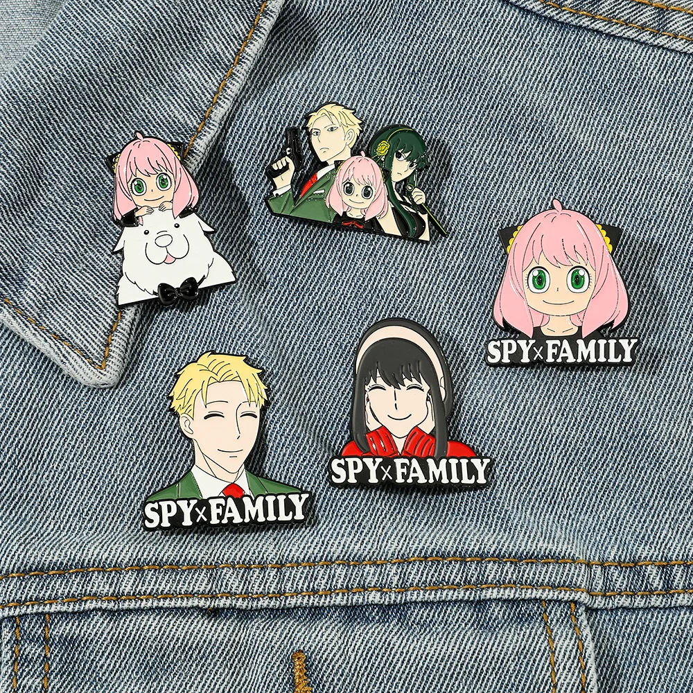 

5 Pcs Anime Spy X Family Metal Pins Brooch Twilight Anya Forger Yor Forger Enamel Badge Brooch Bag Backpack Decoration Jewelry