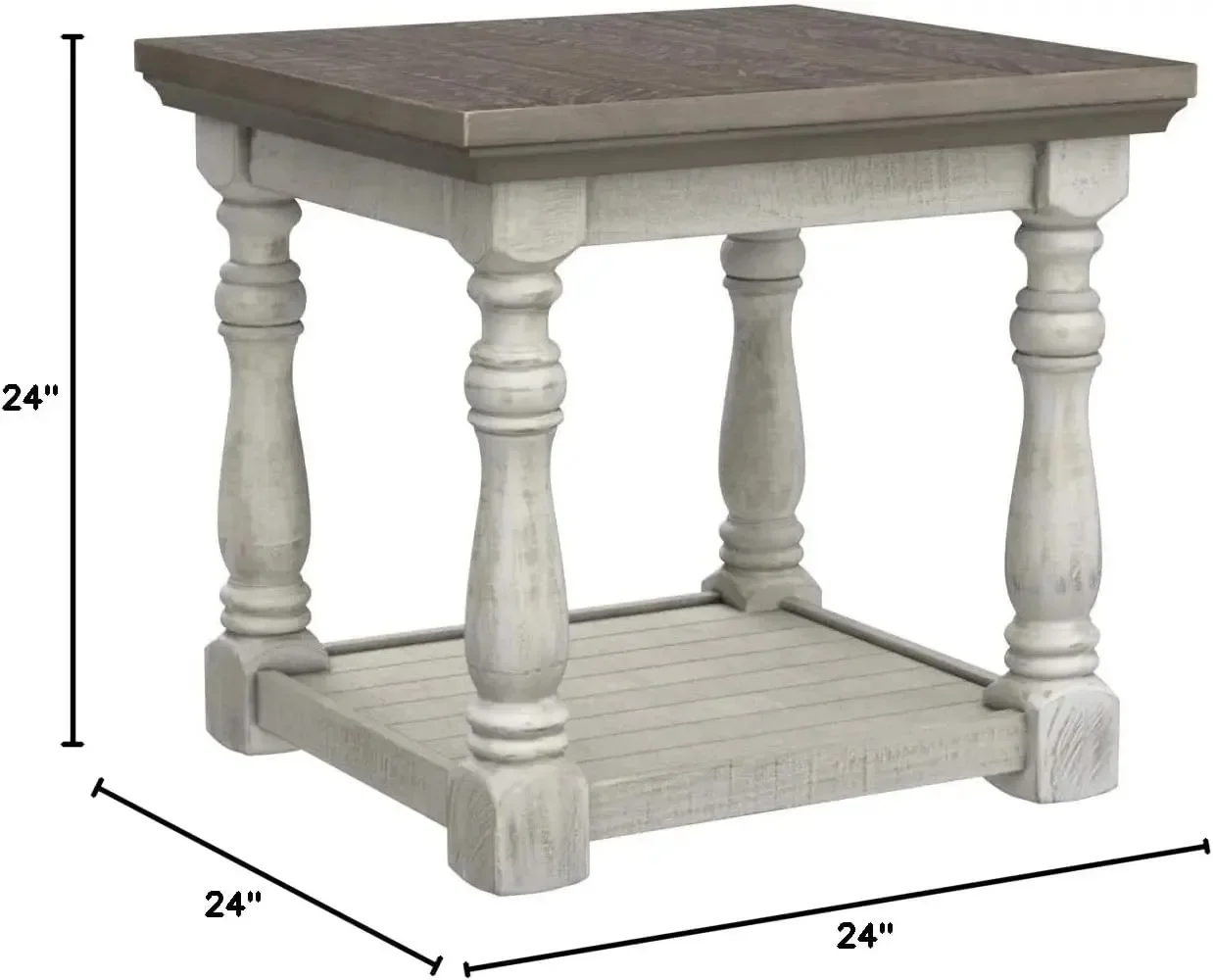 Farmhouse Square End Table with Floor Shelf, Signature Design