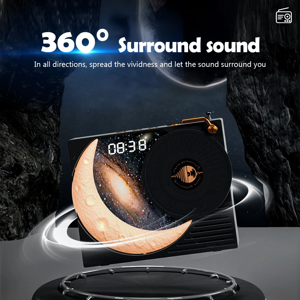 Starry Moon Night Light Bluetooth Music Speaker HD Loudspeaker AUX Audio Input Can Connect PC FM Radio Christmas Birthday Gifts