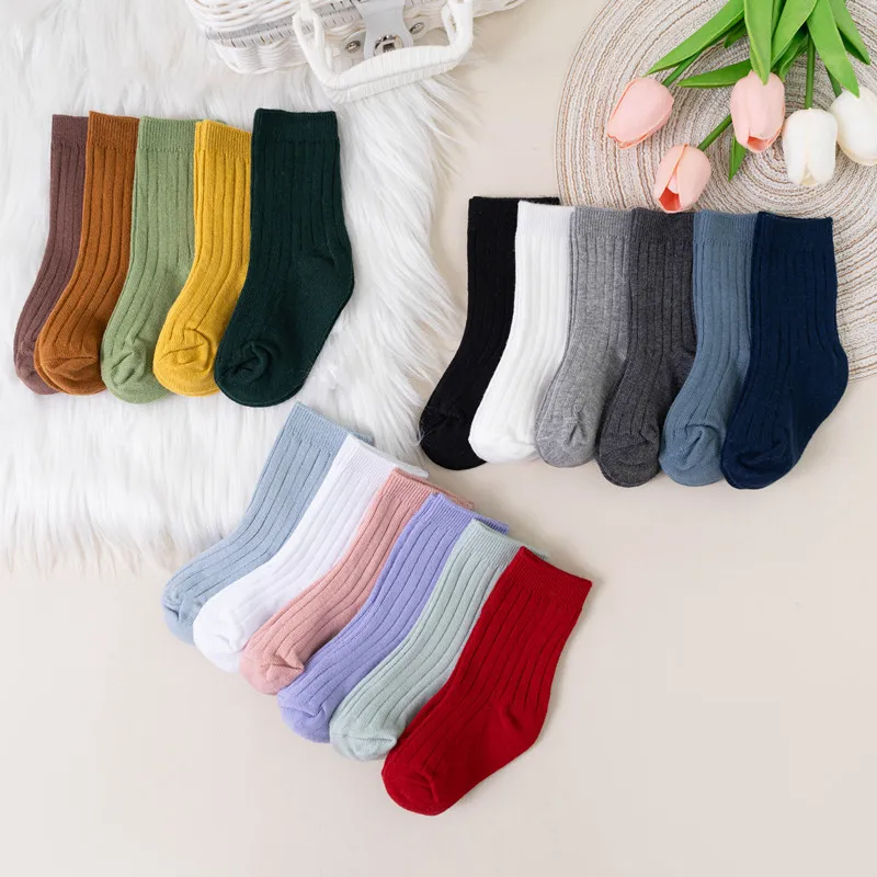 Baby Boys Girls Socks Breathable Toddlers Kids Short Socks Solid Soft Cotton Stripe Infant Princess Cute Socks For 0-8Years