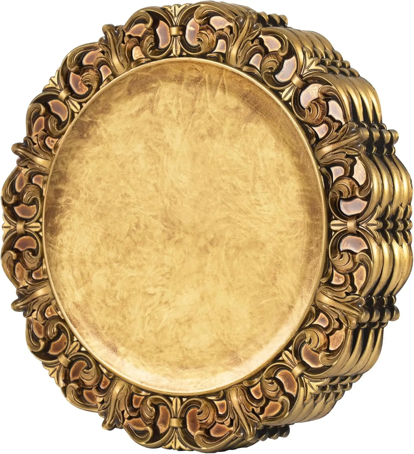 

13" Antique Gold Charger Plates with Embossed Rims, Set of 4, Plastic Plate Chargers for Dinner Plates, Table Setting