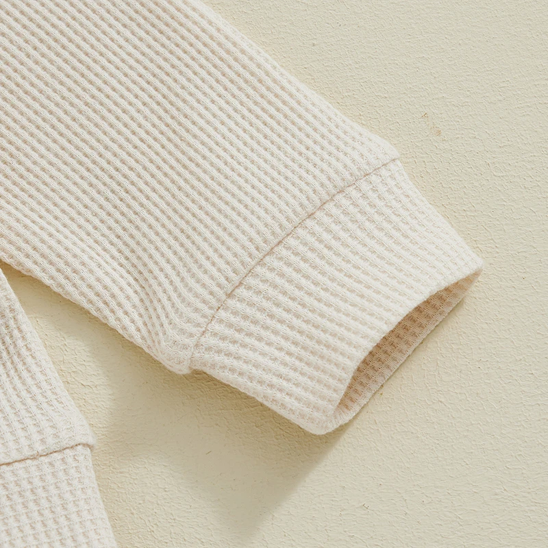 ベビーレター刺繍長袖スウェットシャツと伸縮性パンツセット、新生児服、幼児秋服、2個