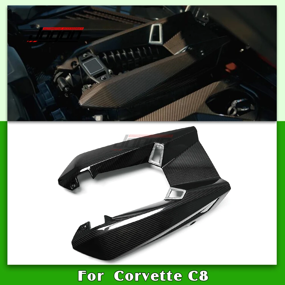 

Black Carbon Fiber Car Engine Bonnet Hood Bay Cover Sticker Trim For Corvette C8 Z06 Coupe Convertible 2023 2024 Accessories