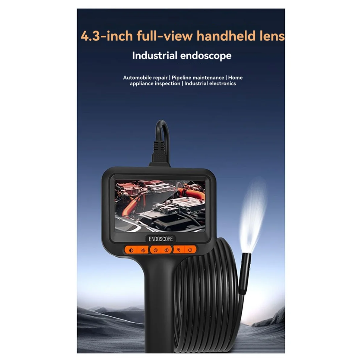 AA98 Endoscope Camera 1080P HD 4.3inch Display Borescope Camera with 8 Adjustable LED Lights, 16.5ft Semi-Rigid Snake Camera