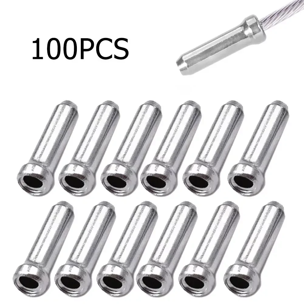 SPORTFUNSF 100Pcs/Pack MTB Bike Brake Shifter Inner Cable Tips Wire End Cap Aluminum Alloy Bicycle Brake Cable Tips Crimps Bike