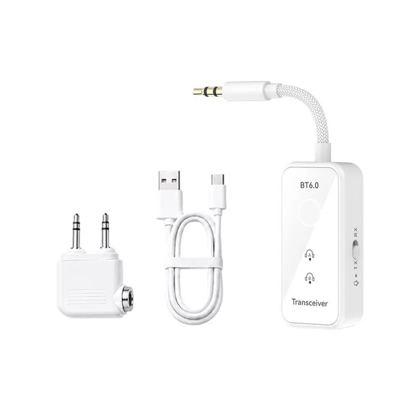 [B24B!】 Wireless Audio Transmitter Receiver With Mic 3.5Mm AUX Jack Bluetooth 6.0 Adapter For Airplane For Car, Travel, TV Airli