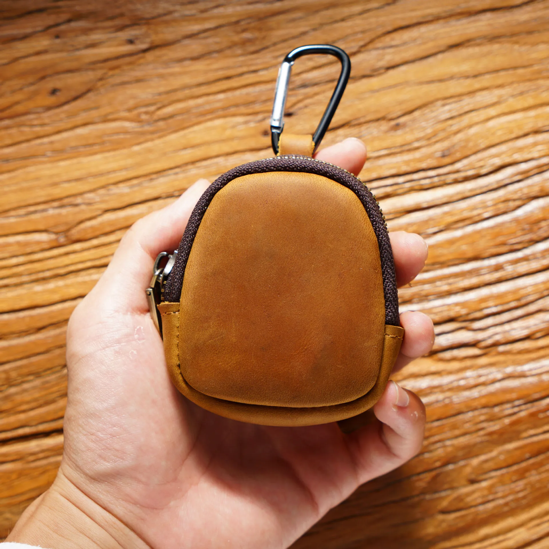 Coin Wallet Genuine Leather Zipper Pouch 3-in-1 Compact Organizer for Keys/Earbuds/Coins (Original Design) Clutch Purse