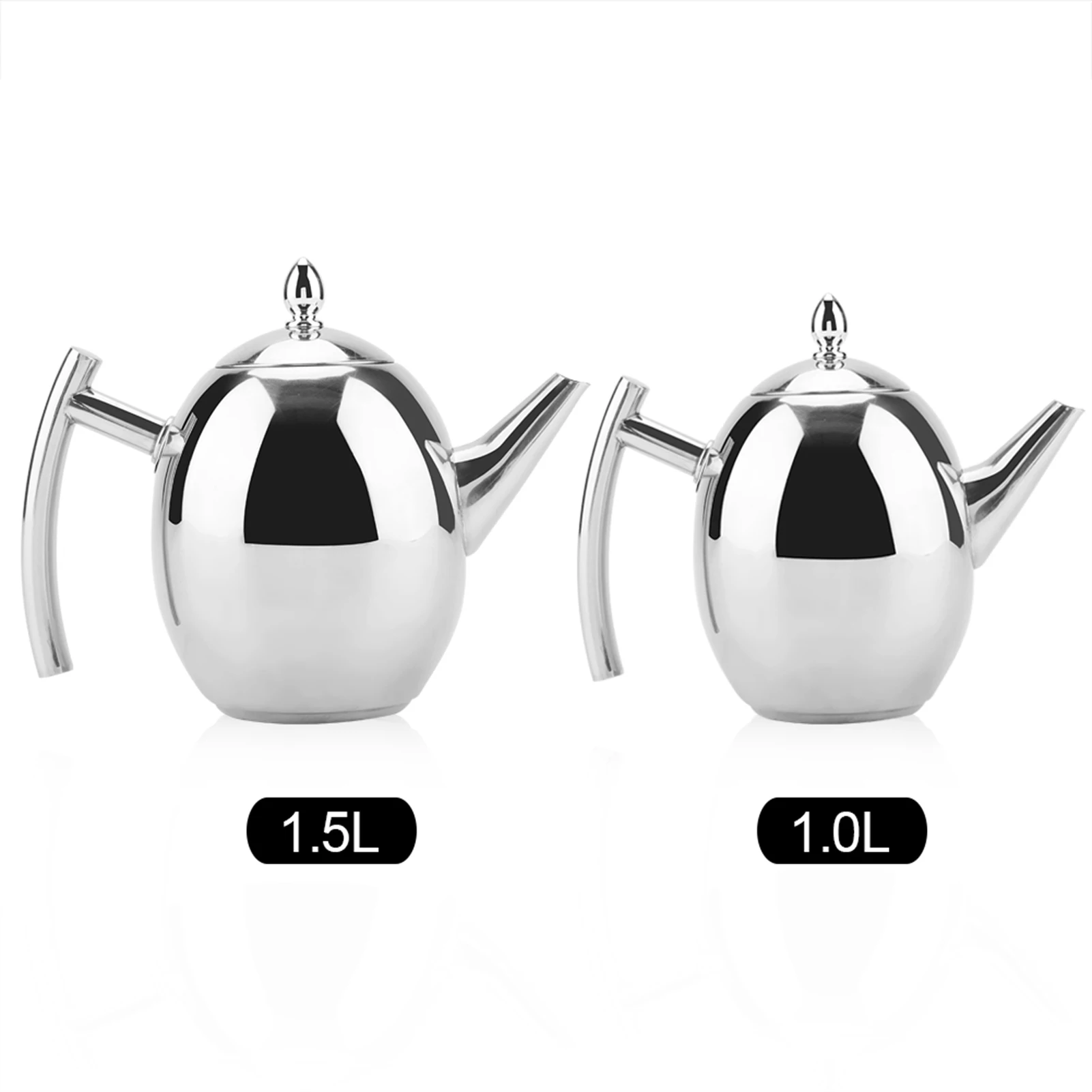 1000ml/1500ml Stainless Steel Teapot Home Cafe Tea Pot Coffee Water Kettle Drink Container With Removable Mesh Filter Teaware