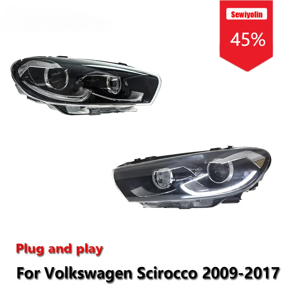

Sewiyolin Car LED Headlight Assemblies For Volkswagen Scirocco 2009-2017 Fog DRL Brake Turn Signal Lamp Plug and Play