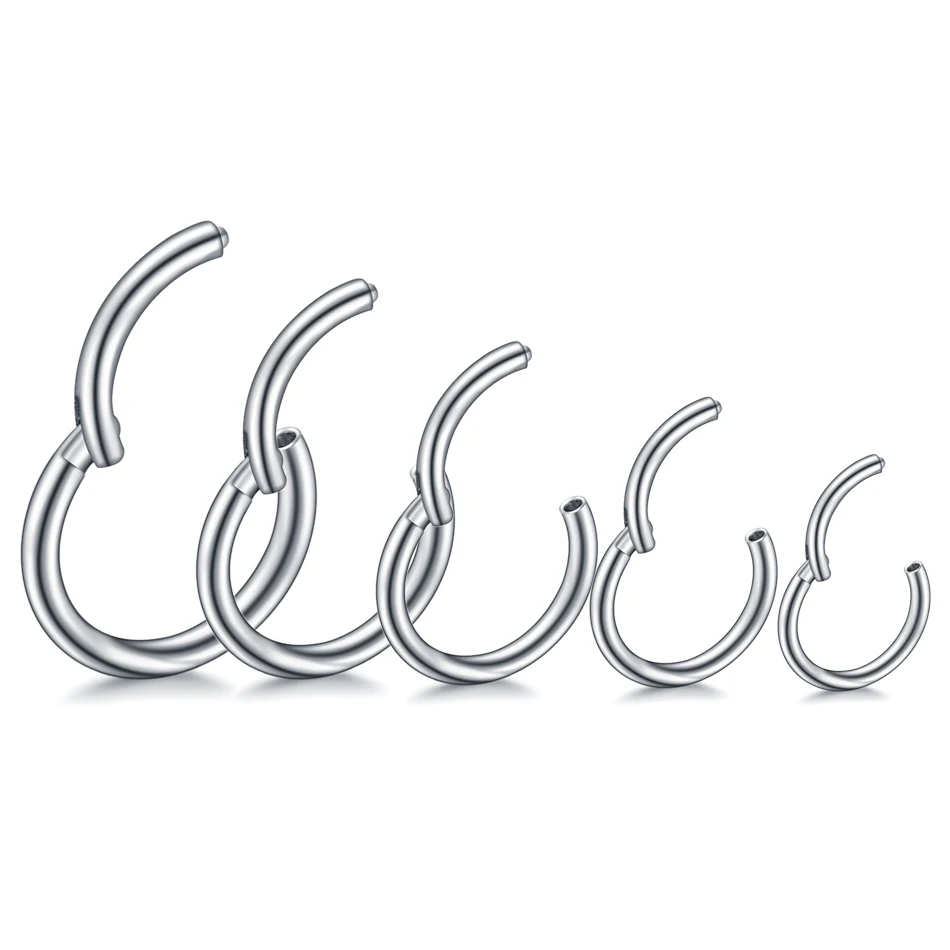 1/10PCS Surgical Steel 6-16mm Nose Ring Hinged Clicker Segment Nose Rings Helix Cartilage Septum Hoop Earrings Piercing Jewelry
