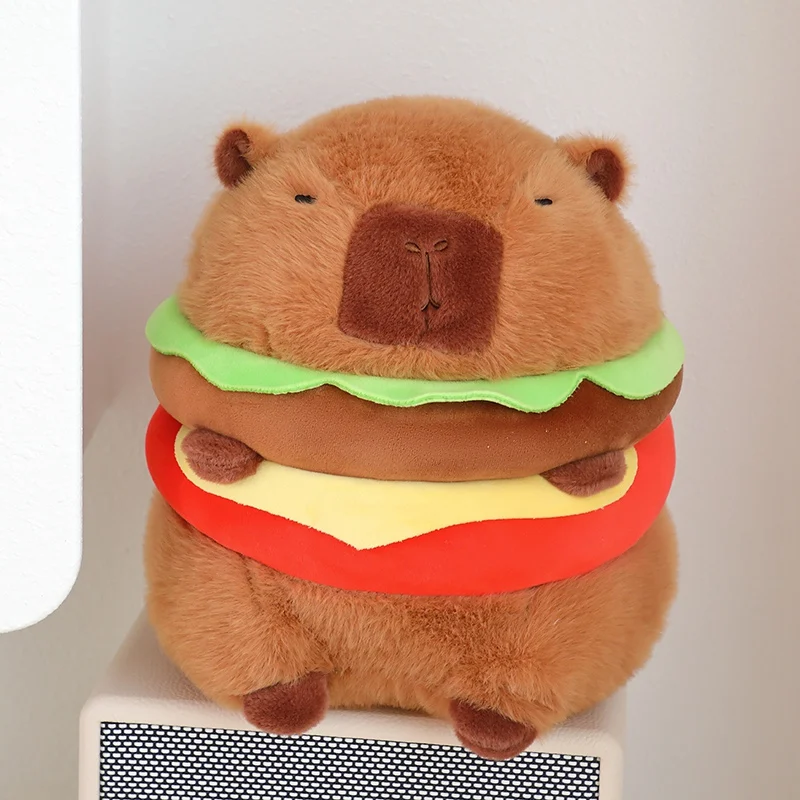 20/28CM Hamburger Capibara Plush Toy Capibara Plush Stuffed Animal Doll Hamburger Shaped Soft Pillow Kawaii Birthday Xmas Gifts