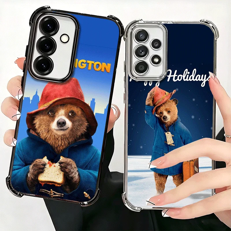 Cute P-PaddingtonS Bear Plating Phone Case For Samsung A17 A57 A27 A37 A16 A56 A26 A36 A15 A55 A25 A35 A14 A54 A24 A34 A13 A53 A
