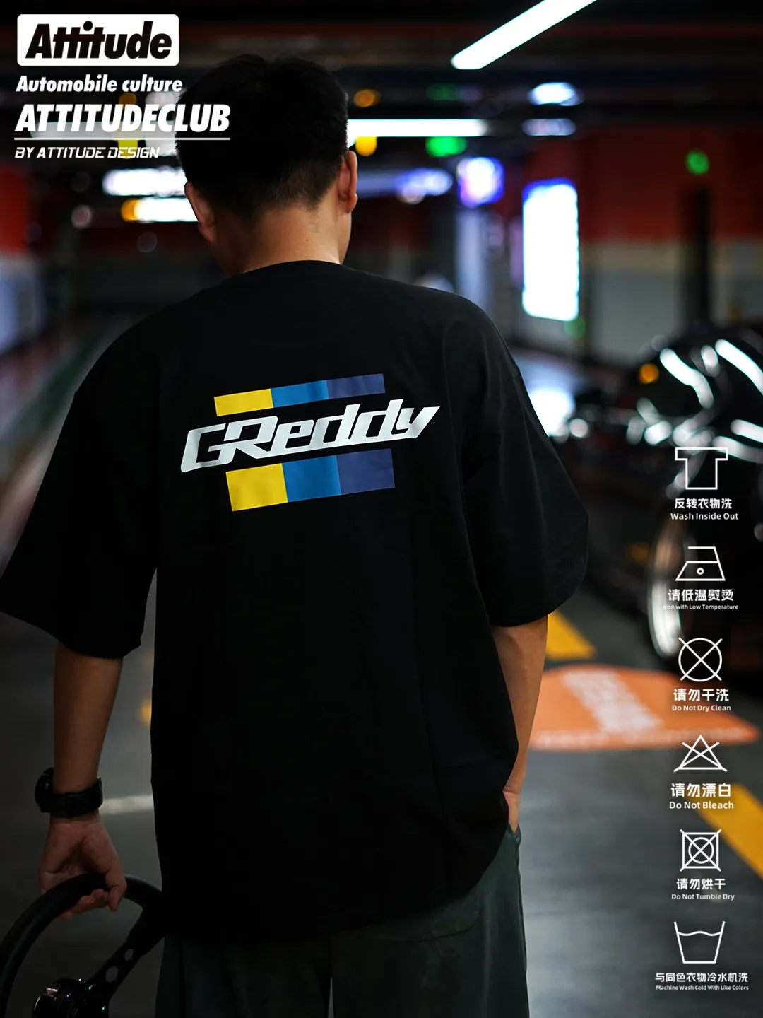 2026 Japanese JDM Modified Car Style 86BRZ Turbo Greddy Heavyweight Pure Cotton Short Sleeved T-shirt Ins Y2k