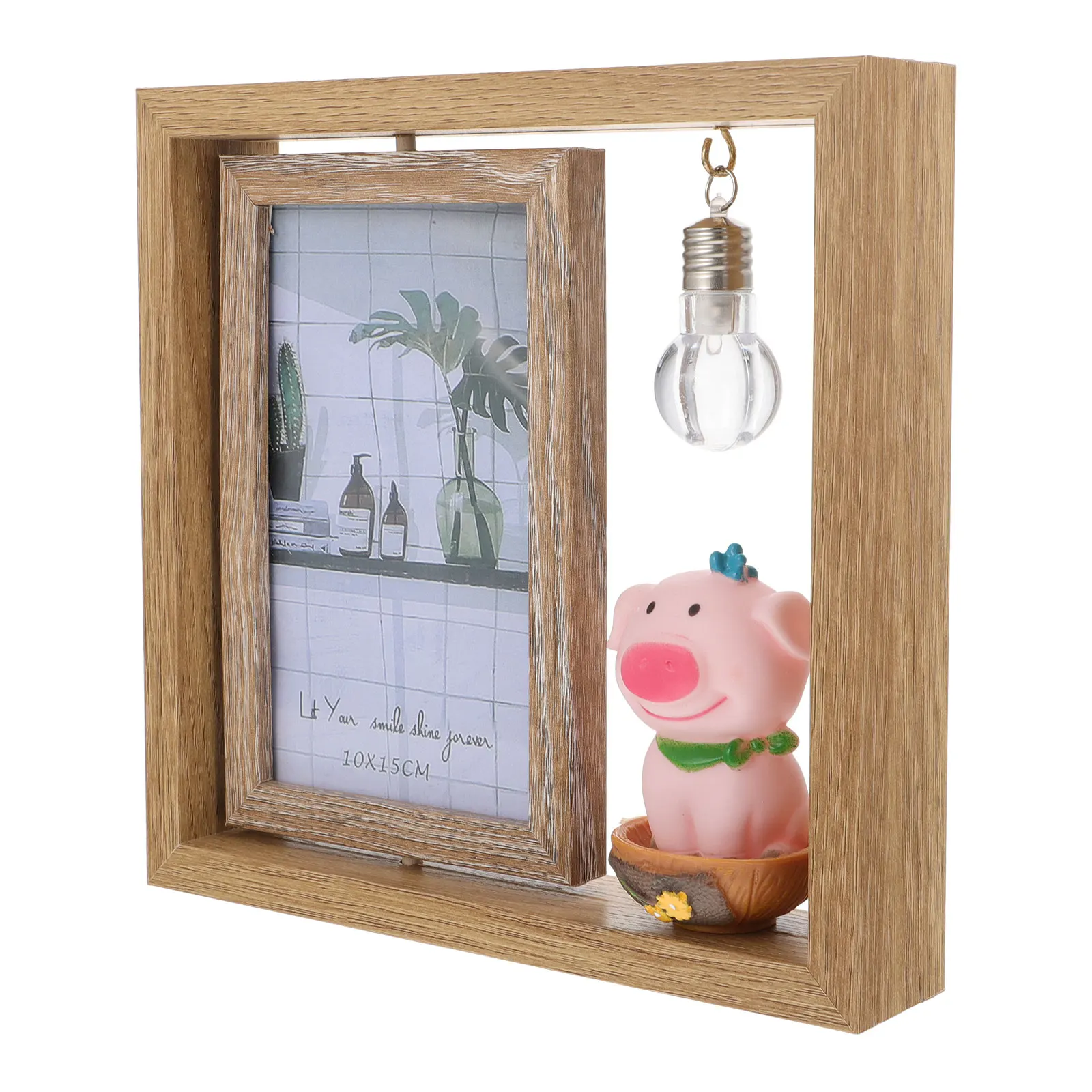 

1pc 6 inch Double-sided Rotating Photo Frame Creative Desktop Adornment Cartoon Decor Modern Design