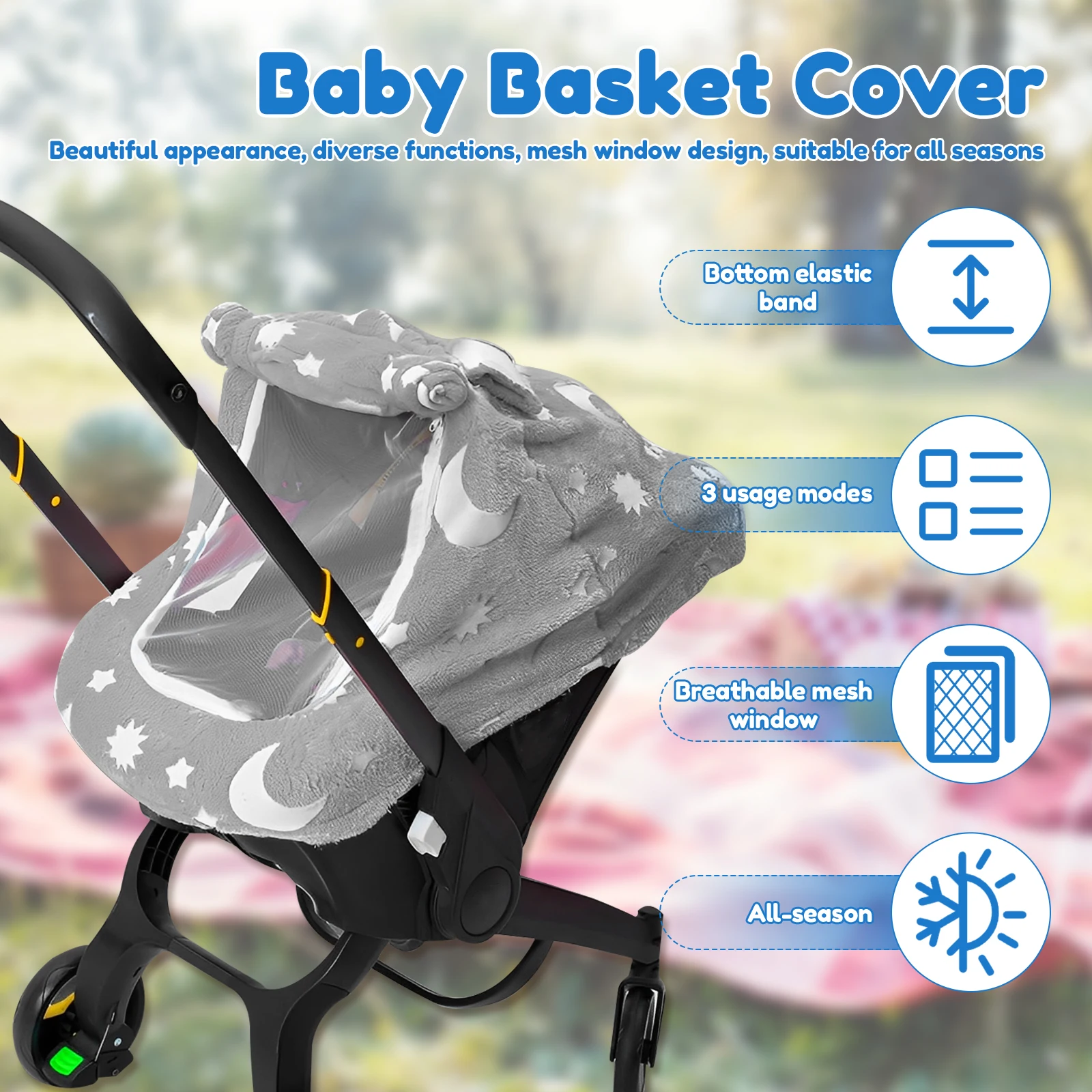 غطاء مقعد سيارة عالمي للأطفال من الفلانيل الناعم غطاء مظلة مقعد السيارة مع نافذة شبكية قابلة للتنفس لحديثي الولادة والبنات والأولاد #6