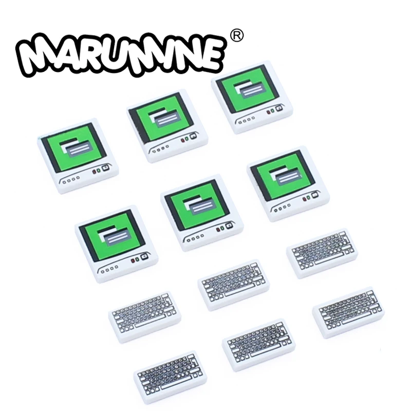 Marumine Classic Building Blocks Tile Computer Keyboard 5Sets MOC Build Brick City View Parts Accessories Compatible 3068 3069