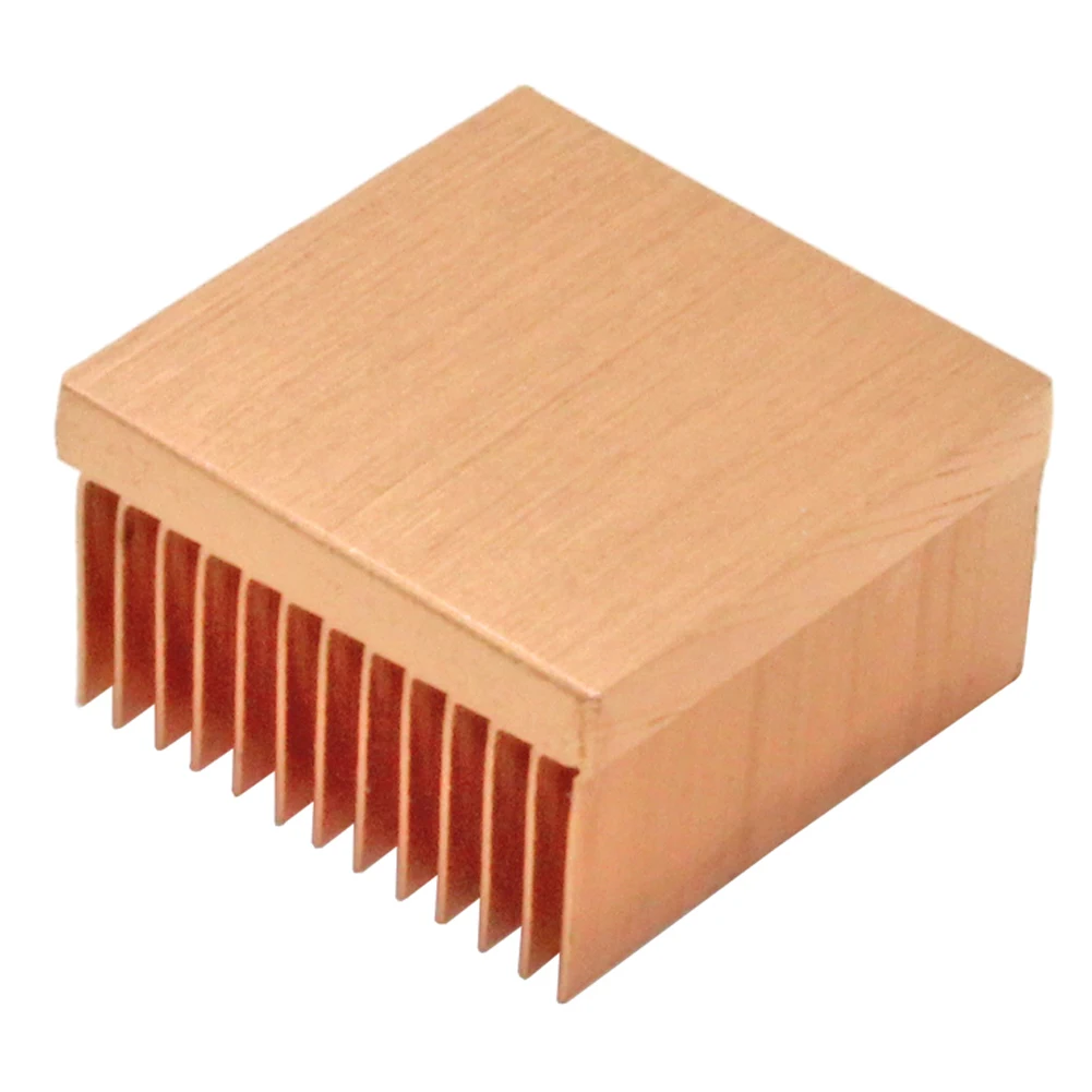 Radiator chłodzący z czystej miedzi, do samodzielnego montażu, z wypukłymi żebrami, do chłodzenia układów elektronicznych, np. Raspberry Pi, zapewniający skuteczne odprowadzanie ciepła. — zdjęcie produktu 2