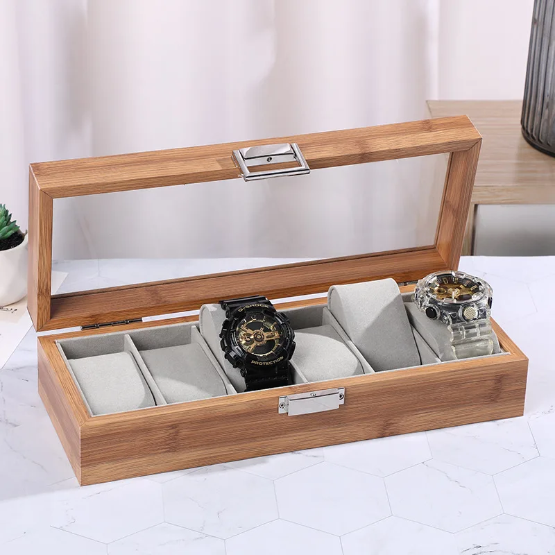 Watch Storage Case  Window Opening Watch Display Box Wood Grain Watch Organizer Case 6 10 12 Slot Wooden Watch