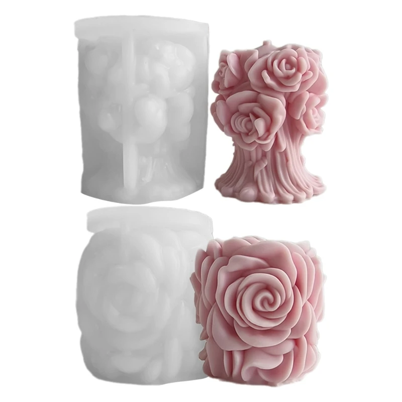 Silicone Mold Rose Flower Pillar Molds Making Mould Handmade Festive Theme Ornament