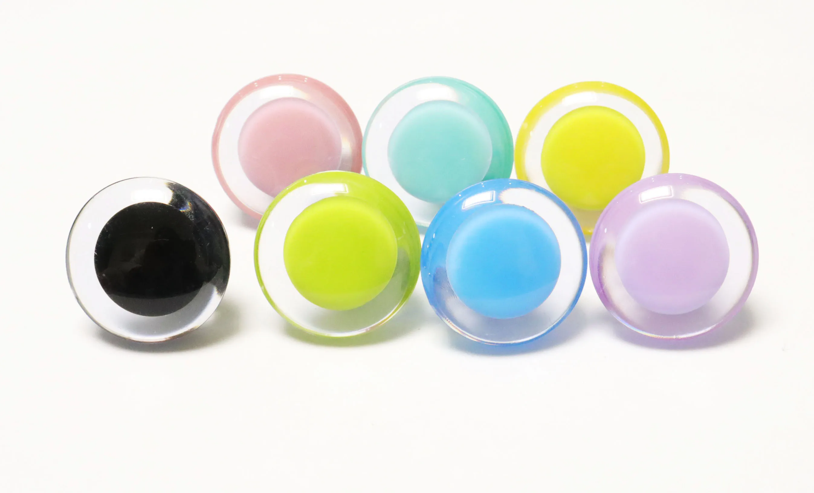 

22pcs/lot 25mm 30mm mix colorful pupil clear 3D EYES plastic safety toy eyes long stem with hard washer
