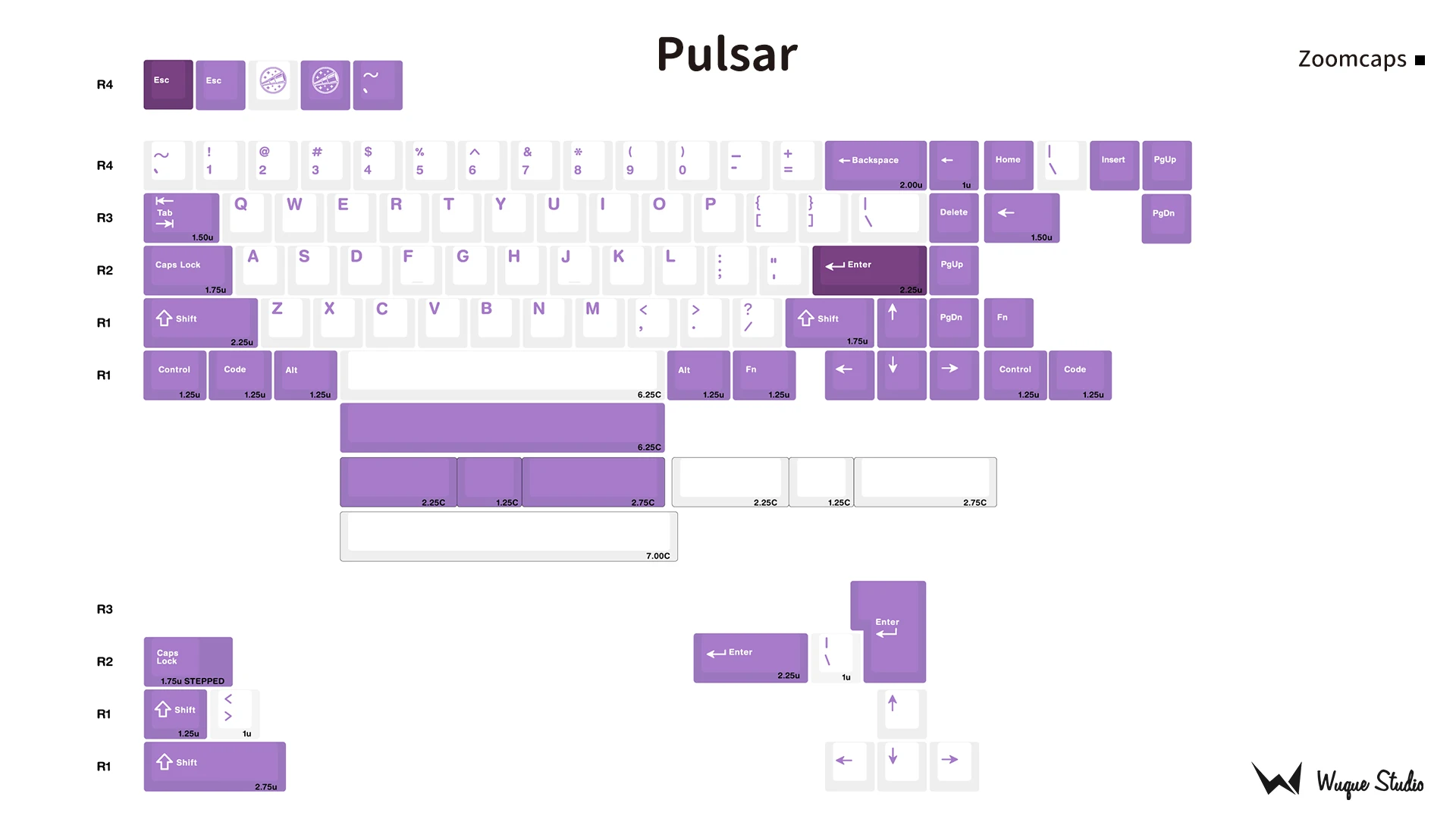 Imagem -04 - Wuque Estúdio Zoomcaps Pulsar ws Dyesub Pbt Keycap Perfil Cereja Doubleshot Fit Interruptores de Estilo mx