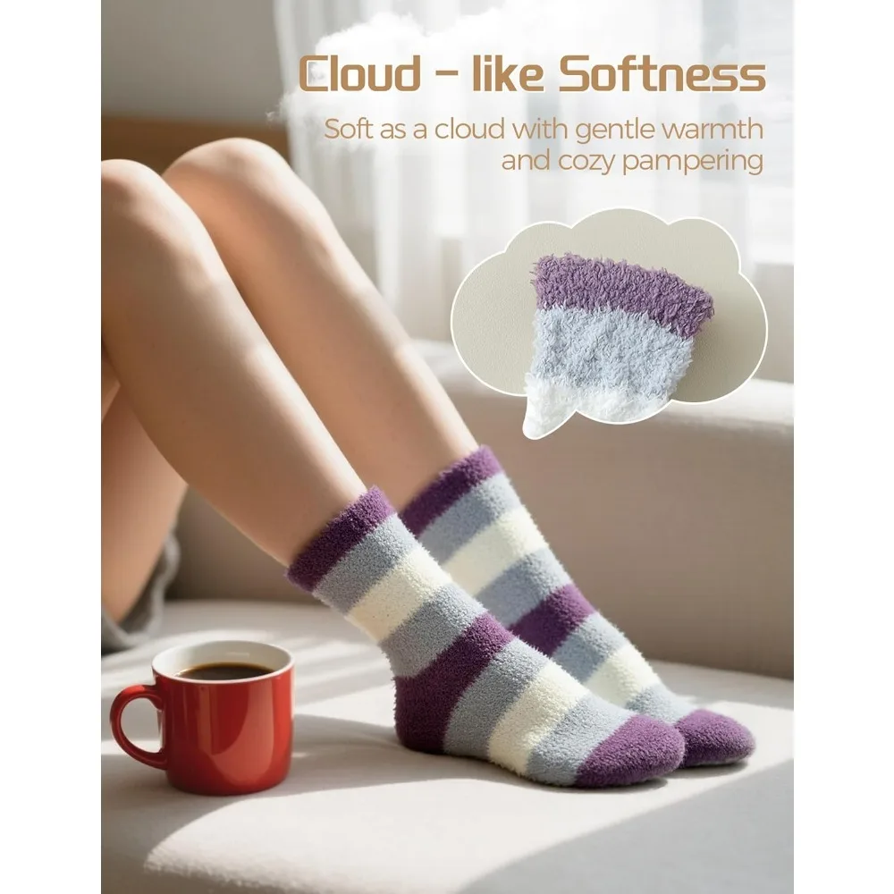 هدايا دافئة ومريحة للنساء، أدوات تخزين، جوارب نوم من القطيفة الغامضة - نسيج ناعم ودافئ #2