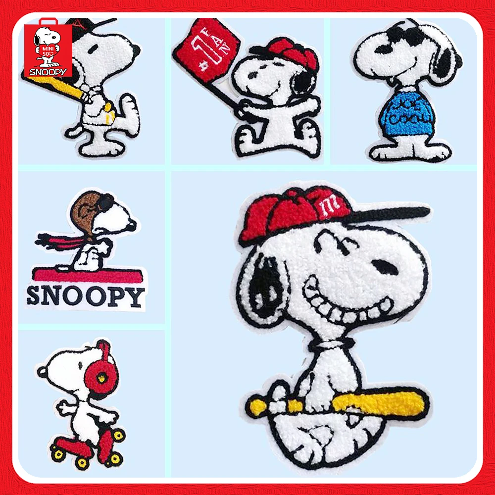 

Miniso Snoopy Towel Embroidery Cloth Stickers Anime Cartoon Wool Embroidery Patch Stickers 10-Pcs Clothing Accessories Girl Gift