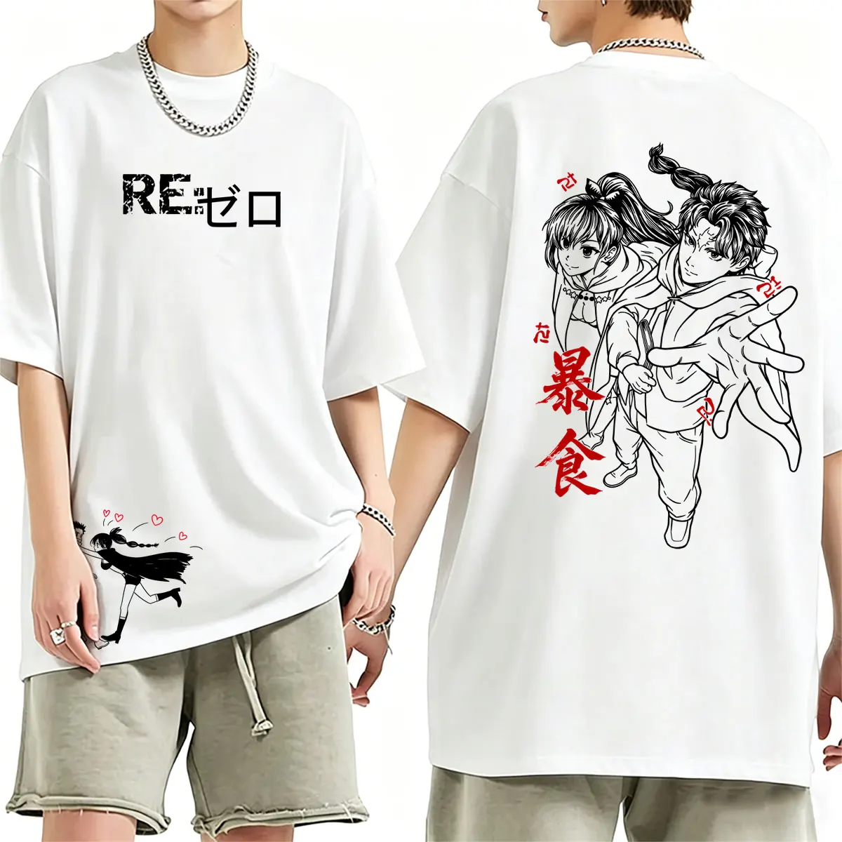 Anime Re:ZERO Starting Life in Another World Subaru Natsuki Emilia Graphic T-shirt Men's Women Cartoon Manga Oversized T Shirt