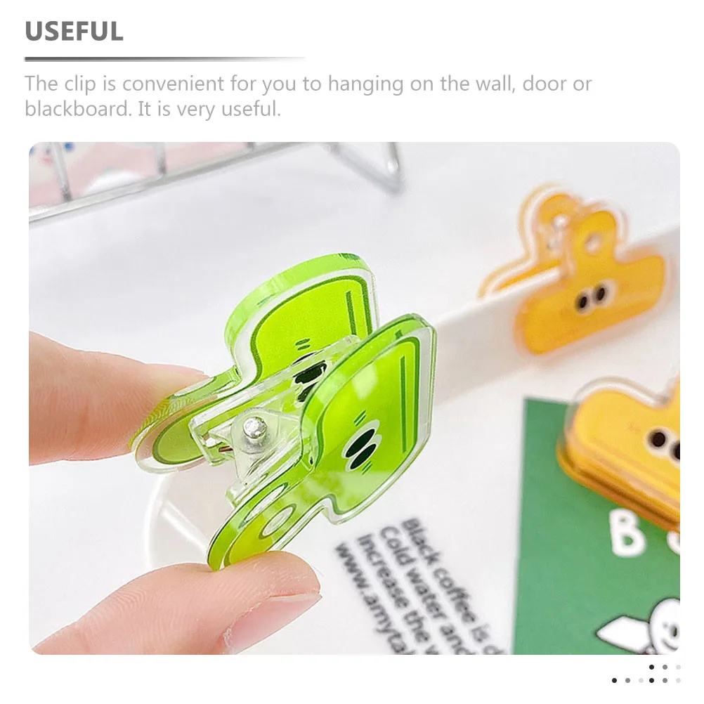 

8pcs Cute Plastic Folder Clips Binder Paper Chip Bag Holder for Office School Decorative Creative File Organizer