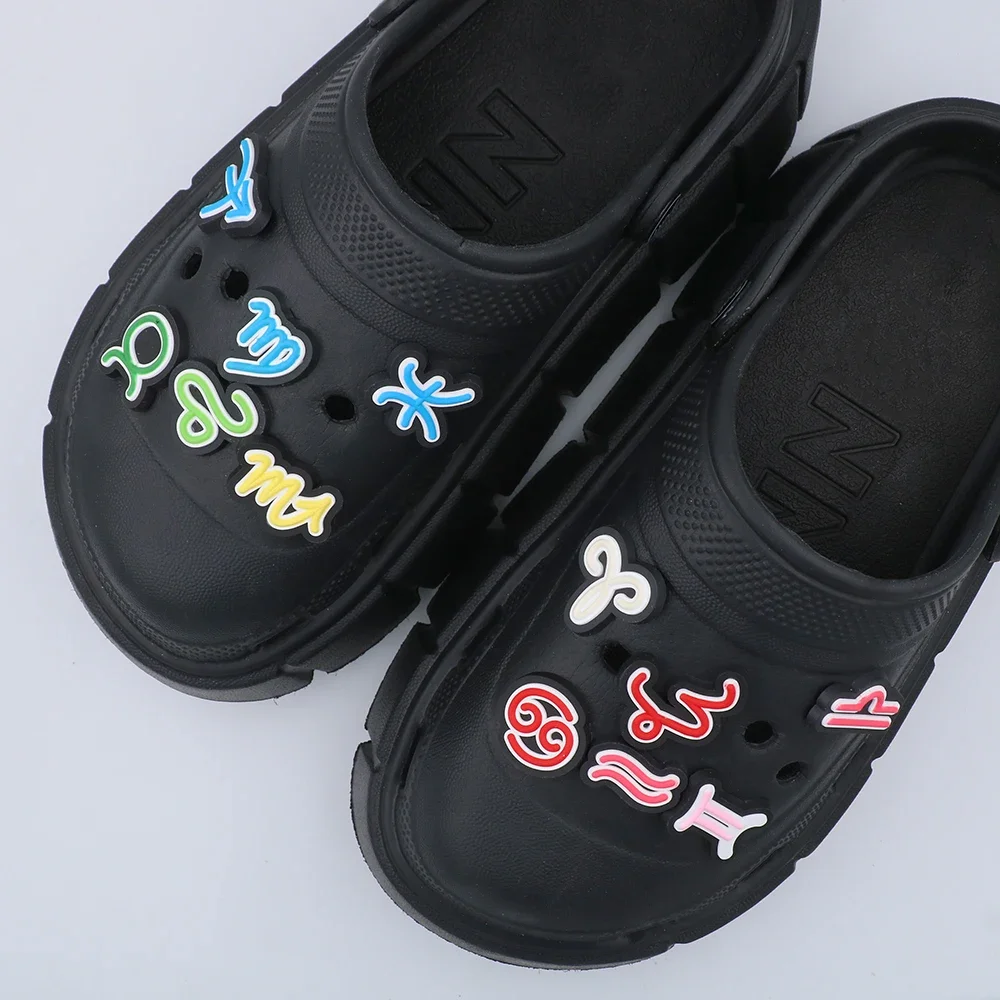 Shoe Decorations Charms Cute Cartoon Colorful Twelve Constellation Accessories Buckles Pvc  Slipper Ornament Children Gift