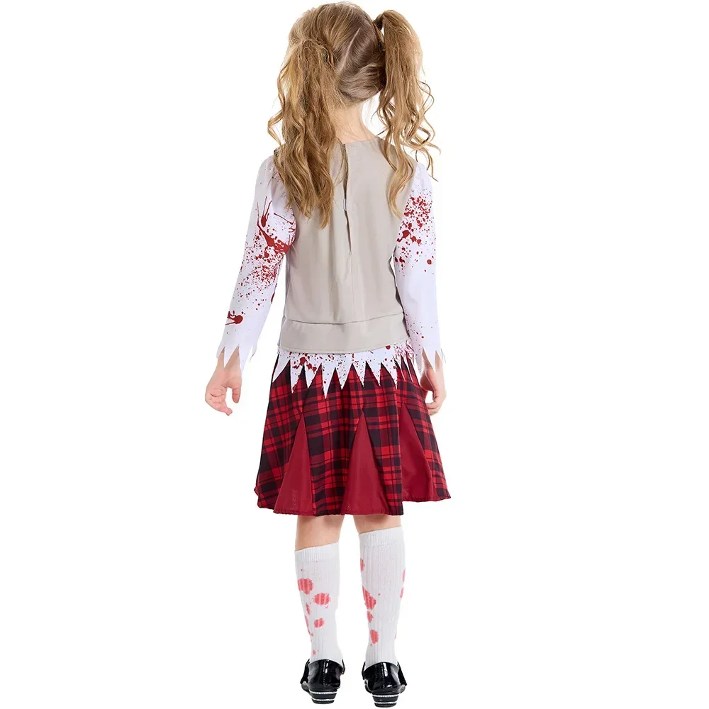 Best Made Halloween Bloody Costume Horror Schoolgirl Children Costume Girl Bloody Zombie Costume For Kids